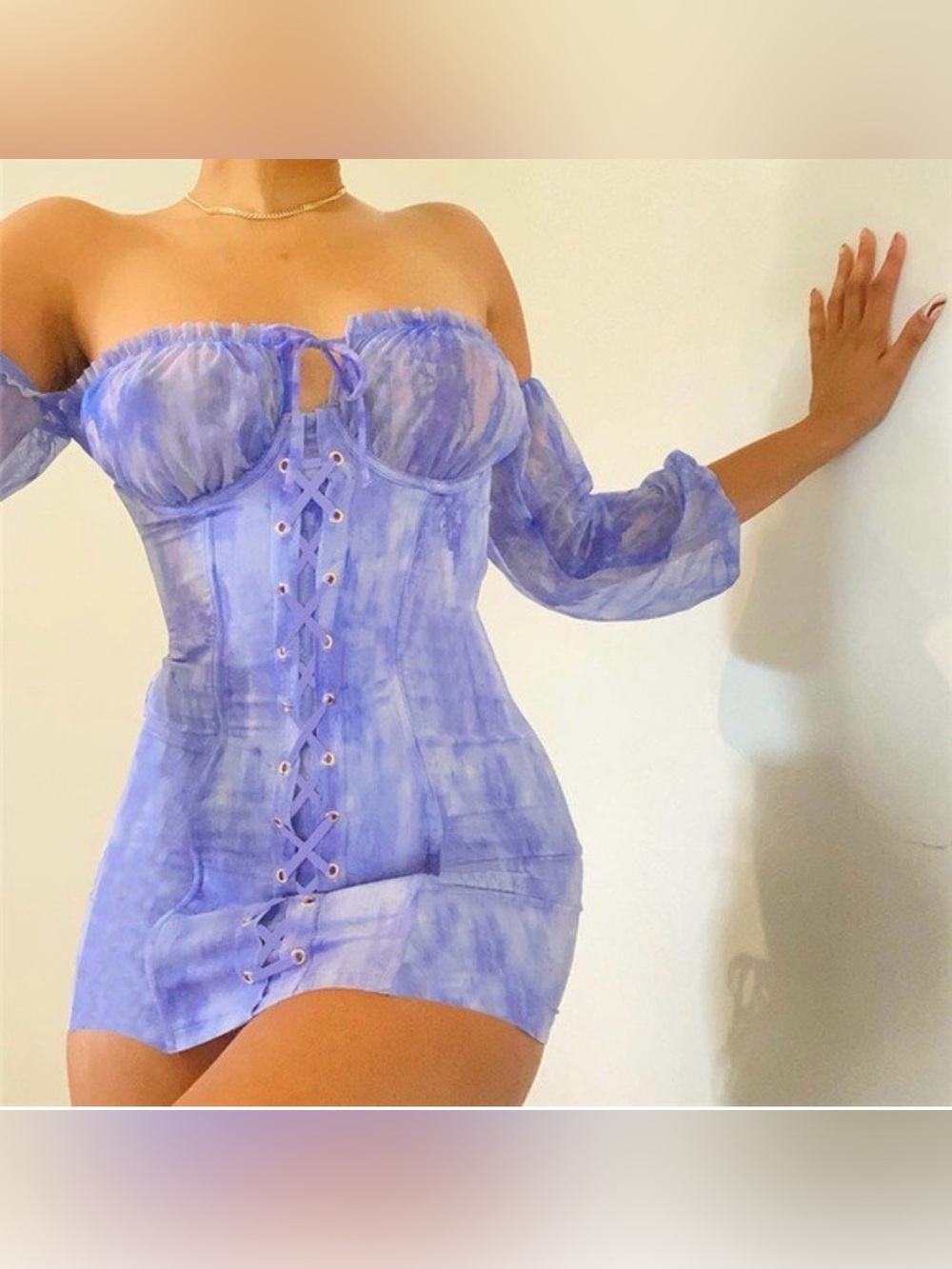 Savage x Fenty Lingerie Tie Dye Watercolor Corset Dress Purple Fairy Whimsigoth